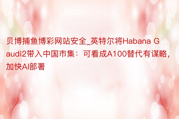 贝博捕鱼博彩网站安全_英特尔将Habana Gaudi2带入中国市集：可看成A100替代有谋略，加快AI部署