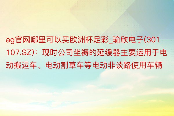 ag官网哪里可以买欧洲杯足彩_瑜欣电子(301107.SZ)：现时公司坐褥的延缓器主要运用于电动搬运车、电动割草车等电动非谈路使用车辆