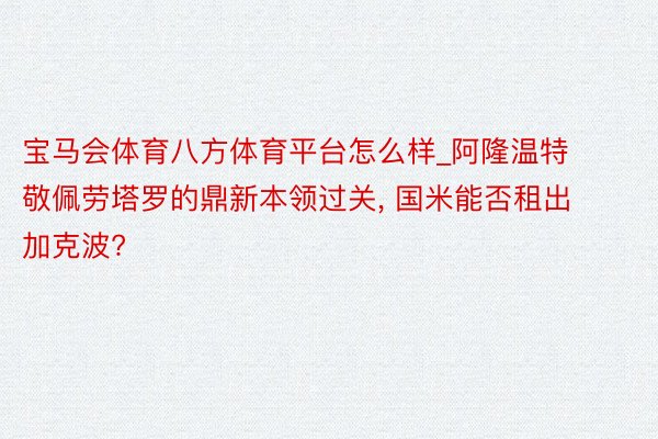 宝马会体育八方体育平台怎么样_阿隆温特敬佩劳塔罗的鼎新本领过关， 国米能否租出加克波?